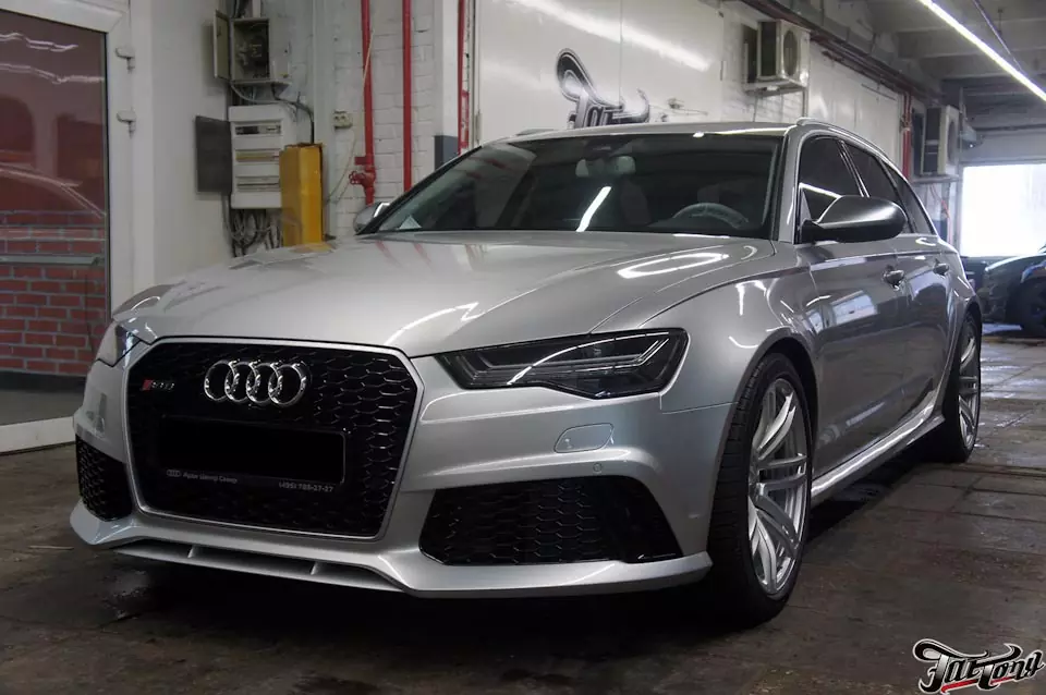 Audi RS6. Оклейка кузова, ламинация карбоном, пошив потолка и руля. Part I.